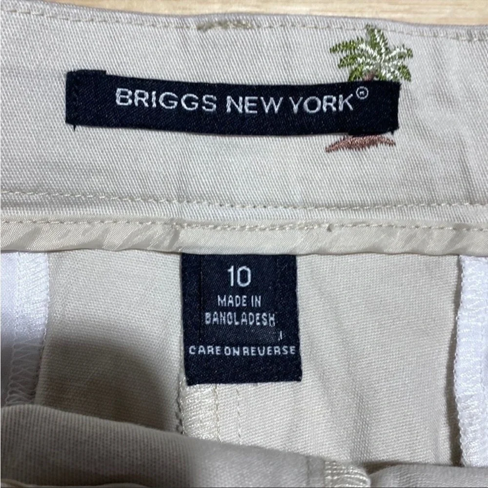 Briggs New York Palm Tree Embroidery Print Crop pants size 10